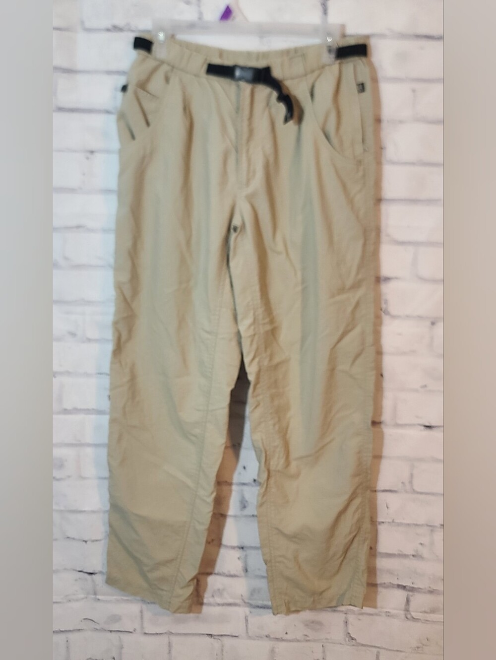 Columbia Women's Beige Cargo Pants L Regular Elastic Waist Buckle Cargo Pockets